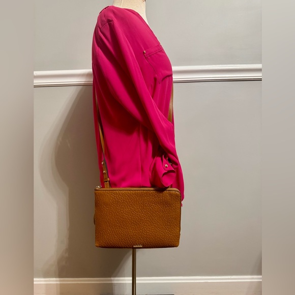 Vince Camuto Tania Leather Crossbody and Wristlet in Caramel Crisp Brown - Picture 9 of 10